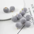 Grey fluffy ball charms for DIY earring jewelry making material handmade accessories pack - Single Pack / Gray