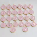 DIY pink enamel round alphabet charms, alloy jewelry making pendants for bracelets and necklaces. - Letter A Style (A) / Pink