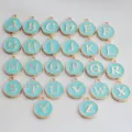 DIY enamel letter charms round alloy alphabet pendants for handmade jewelry making detail - Light Green