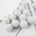 White fluffy pom-pom charm with gold loop for DIY earrings crafting and jewelry accessories making - Single Pack / White