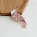 Pink enamel koi fish charm alloy DIY pendant jewelry accessories for handmade earrings and necklaces. - Orange