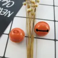22mm orange painted jingle bells detail shot, DIY craft jewelry accessories material for pets. - Orange