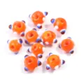 Handmade glass beads dragonfly eye orange round spacer beads for DIY jewelry making accessories. - Orange