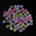 Colorful acrylic crackle beads for DIY jewelry making, transparent cracked round beads bulk. - Ice Transparent Crackle Beads (Random Mixed)
