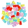 Colgantes de osito de acrílico transparente colorido collar DIY cadena abalorios sueltos - Oso de Dibujos Animados / 50 Piezas/Paquete / Multicolor