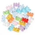 Primer plano de dijes de osito acrílicos transparentes de colores para hacer bisutería y manualidades. - Transparent Panda/Bear / 30 Piezas/Paquete / Transparente Multicolor