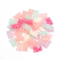 Hermosos colgantes de abalorios de osito de acrílico transparente para joyas y collares DIY. - Oso Violento Pequeño / 50 Piezas/Paquete / Colores gelatina con revestimiento AB