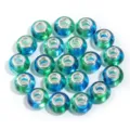 20pcs Resin Large Hole Beads Transparent Faceted Charm Beads for DIY Bracelets Necklaces - Blue Green Gradient / 20 Pcs/Pack, Outer Diameter approx. 14mm, Height approx. 9mm, Hole approx. 4.5mm