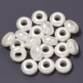White pearl acrylic loose beads, large hole spacer beads for DIY jewelry making. - 50 Pieces / Cream White (Small)