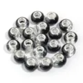 Pack of 20 black resin large hole beads, faceted transparent charm beads for DIY bracelets. - Black and White Gradient / 20 Pcs/Pack, Outer Diameter approx. 14mm, Height approx. 9mm, Hole approx. 4.5mm
