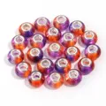20pcs Resin Large Hole Beads Gradient Purple Orange DIY Charm Bracelets Necklaces Jewelry - Orange Purple Ombre / 20 Pcs/Pack, Outer Diameter approx. 14mm, Height approx. 9mm, Hole approx. 4.5mm
