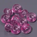 Pink acrylic large hole spacer beads for DIY bracelets and jewelry making crafts. - 50 Pieces / Rose Red Transparent