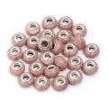 Pink crackle resin large-hole beads, DIY charm bracelet necklace spacer beads loose crafts. - Imitation Turquoise Brown / 20 Pcs/Pack, Outer Diameter approx. 14mm, Height approx. 9mm, Hole approx. 4.5mm
