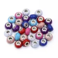 Colorful resin large-hole beads mix, crackle pattern DIY loose beads for charm bracelets jewelry. - Imitation Turquoise, Random Mixed Colors / 20 Pcs/Pack, Outer Diameter approx. 14mm, Height approx. 9mm, Hole approx. 4.5mm