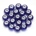 Blue resin large hole beads set for DIY charm bracelet and necklace making projects - Royal Blue Imitation Cat's Eye / 20 Pcs/Pack, Outer Diameter approx. 14mm, Height approx. 9mm, Hole approx. 4.5mm