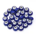 Dark blue crackle resin large hole beads for DIY charm bracelets and necklaces crafting. - Faux Turquoise Dark Blue / 20 Pcs/Pack, Outer Diameter approx. 14mm, Height approx. 9mm, Hole approx. 4.5mm
