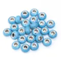 Blue crackle resin large hole beads for DIY bracelets and necklaces, 20 pcs - Faux Turquoise Sky Blue / 20 Pcs/Pack, Outer Diameter approx. 14mm, Height approx. 9mm, Hole approx. 4.5mm