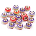 Colorful resin large hole beads with silver core for DIY charm bracelets and necklaces crafts. - Red, Yellow and Purple Tricolor Stripes / 20 Pcs/Pack, Outer Diameter approx. 14mm, Height approx. 9mm, Hole approx. 4.5mm