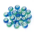 Blue green crackle resin large hole beads for DIY charm bracelets and necklaces jewelry making. - Blue and Green Crackle Two-Tone / 20 Pcs/Pack, Outer Diameter approx. 14mm, Height approx. 9mm, Hole approx. 4.5mm