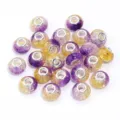 Resin large hole beads multi-sided faceted spacer charms for DIY charm bracelets and necklaces - Yellow & Purple Two-Tone Crackle Beads / 20 Pcs/Pack, Outer Diameter approx. 14mm, Height approx. 9mm, Hole approx. 4.5mm