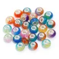Colorful crackle resin large hole beads for DIY charm bracelets and necklaces, 20pcs - Random Mixed Crackle Two-Tone Colors / 20 Pcs/Pack, Outer Diameter approx. 14mm, Height approx. 9mm, Hole approx. 4.5mm