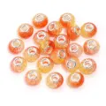 Orange crackle glass resin large hole beads for DIY charm bracelets and necklace jewelry making - Orange & Yellow Two-Tone Crackle Beads / 20 Pcs/Pack, Outer Diameter approx. 14mm, Height approx. 9mm, Hole approx. 4.5mm