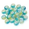 Colorful resin large hole beads faceted crackle beads for DIY charm bracelet making - Yellow & Lake Blue Two-Tone Crackle Beads / 20 Pcs/Pack, Outer Diameter approx. 14mm, Height approx. 9mm, Hole approx. 4.5mm