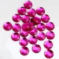 Rosa Acryl Strasssteine flache runde facettierte Kristalle fuer DIY Bastelarbeiten Dekoration - 14mm / Dunkelrosenrot
