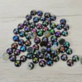 DIY acrylic rhinestones 10mm smooth half round AB color cat eye flatback crystal gems - Half Round AB Color Style (Y111) / Black