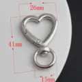 Alloy heart-shaped spring snap hook with open round ring for DIY keychain bag accessory - No. 1 Silver Heart Rotating Quick Clip (D027) / 1 Piece