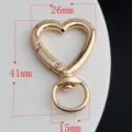 Gold heart shaped spring snap hook metal lobster clasp keychain accessory for DIY bags - No. 2 Gold Heart Rotating Quick Clip (D027) / 1 Piece