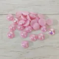 Pink acrylic flatback rhinestones, 10mm half round cabochons for DIY jewelry crafts and decor. - Half Round AB Color Style (Y111) / Pink