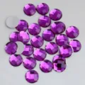 14mm lila flache Acryl Strasssteine, facettierte runde Glitzersteine fuer DIY Basteln und Schmuck. - 14mm / Lila