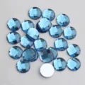 14mm flache Acryl Strasssteine blaue facettierte Schmucksteine fuer DIY Basteln Zubehoer - 14mm / Hellblau