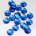14mm blaue flache Acryl Strasssteine runde facettierte Edelsteine fuer DIY Basteln - 14mm / Saphirblau