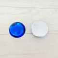 Acryl Cabochon Flachruecken 30mm glatter blauer Edelstein Patch DIY Schmuck Zubehoer - 35mm / Saphirblau