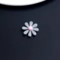 Grey resin daisy cabochon with pink center, cute DIY craft charm for earrings and hair accessories. - Color 1-Gray Petal Pink Core (1 Piece)