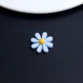 Blue resin daisy flatback cabochon charm for DIY handmade jewelry hair accessories material - Color 8-Blue Petal Yellow Core (1 Piece)