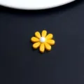 Yellow daisy resin cabochon flatback DIY handmade jewelry hair accessory earring material - Color 6-Yellow Petal White Artificial Pearl (1 Piece)