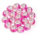 Pink resin large hole beads, faceted transparent spacer charms for DIY charm bracelets and neckl. - Gold Foil Two-Tone Glossy Rose Red / 20 Pcs/Pack, Outer Diameter approx. 14mm, Height approx. 9mm, Hole approx. 4.5mm