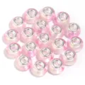 Pink resin large hole beads charm beads for DIY bracelets and necklaces, 20pcs pack. - Gold Foil Two-Tone Glossy Pink / 20 Pcs/Pack, Outer Diameter approx. 14mm, Height approx. 9mm, Hole approx. 4.5mm