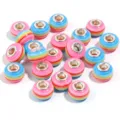 Colorful resin large hole charm beads with rainbow stripes for DIY bracelets and necklaces. - Rose Blue Striped / 20 Pcs/Pack, Outer Diameter approx. 14mm, Height approx. 9mm, Hole approx. 4.5mm