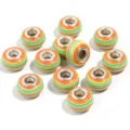 Resin large hole beads, orange and green striped DIY charm beads for bracelets and necklaces - Green Orange Stripe / 20 Pcs/Pack, Outer Diameter approx. 14mm, Height approx. 9mm, Hole approx. 4.5mm