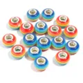 Resin large hole beads rainbow striped metal core loose beads for DIY handmade bracelets necklaces - Red, Yellow and Blue Stripes / 20 Pcs/Pack, Outer Diameter approx. 14mm, Height approx. 9mm, Hole approx. 4.5mm