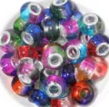 Colorful resin large hole charm beads, faceted transparent DIY bracelet jewelry making items. - Random Mixed Gradient Colors / 20 Pcs/Pack, Outer Diameter approx. 14mm, Height approx. 9mm, Hole approx. 4.5mm