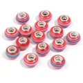 Colorful resin large hole beads for DIY charm bracelets and necklaces, perfect for crafts. - Red & Blue Stripes / 20 Pcs/Pack, Outer Diameter approx. 14mm, Height approx. 9mm, Hole approx. 4.5mm