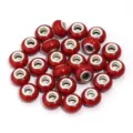 Red resin large hole beads silver core spacer beads for DIY charm bracelets necklaces 20pcs - Faux Turquoise Red / 20 Pcs/Pack, Outer Diameter approx. 14mm, Height approx. 9mm, Hole approx. 4.5mm
