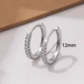 Kleine koperen creolen bezet met zirkonia stenen, detailweergave, 12mm oorbellen. - 12mm / Witgoud