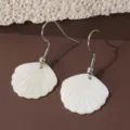 Zomer strand witte schelp waaieroorringen minimalistische mode hangende oorringen voor dames - Waaiermodel (A04) / 18mm / Zilver