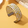 Boheemse meervoudige zaadkralen manchetarmband, gemengde kleur kraal mode hand sieraden voor vrouwen. - Tweekleurig 8 / Gunmetal
